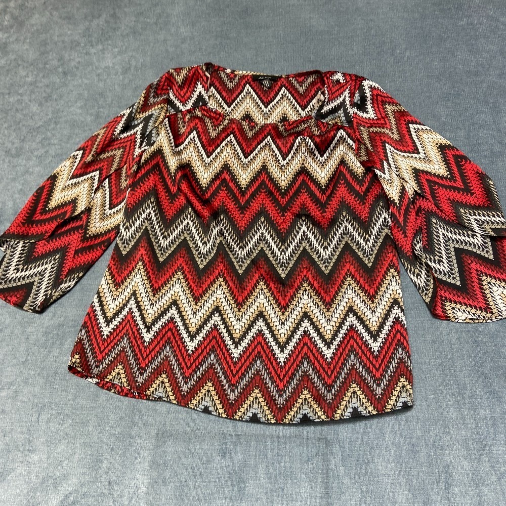 Alyx Blouse Top Womens Small Multicolor Geometric Split Sleeve Casual Party Wear